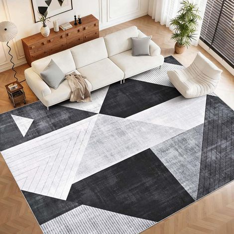 Tapis de salon moderne, noir et gris, 200 x 280 cm (1/5)