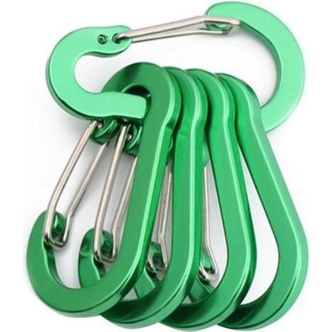 Set of 5 lightweight aluminum alloy carabiners for camping, hiking, kayaking, fishing and utility use (1/5)