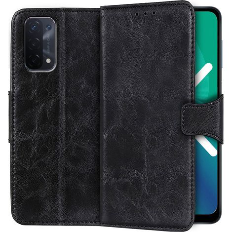 Étui portefeuille en cuir noir pour Oppo A54 5G/A74 5G/A93 5G (1/5)
