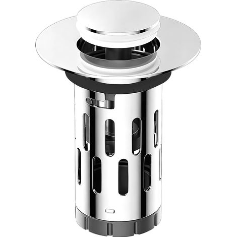 Bouchon Lavabo Pop-Up en Acier Inoxydable avec Filtre, Bonde de Lavabo de Bain avec Tamis et Panier filtrant Amovible en 304 Acier Inoxydable,avec Trous 34-40mm Anti odeurs et Obstruction (1/5)