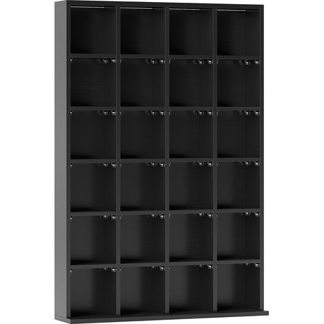 Étagère bibliothèque 24 compartiments ajustables – Dimensions 89L x 20P x 130,5H cm – Panneaux de particules mélaminés – Charge max 20 kg – MH (1/5)
