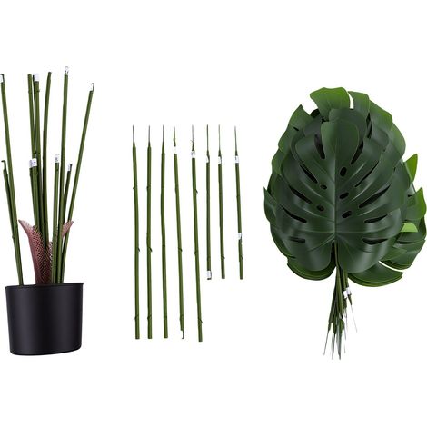 Plante Monstera artificielle en pot, grande verdure d'intérieur, arbre décoratif réaliste pour la maison, le salon, la piscine, le patio, le repos, 160 cm (1/5)