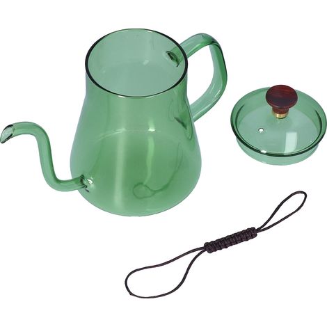 Langer Ausguss-Wasserkocher, großes Fassungsvermögen, hitzebeständig, leicht zu reinigen, Kaffeekanne mit langer Öffnung, grün (1/5)