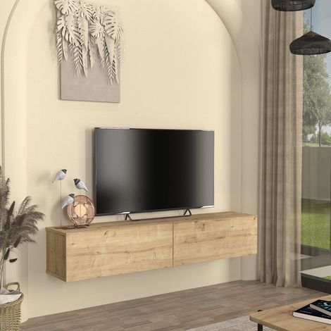 Mobile TV da Parete Nolven con 2 Ante a Ribalta 160 x 32 x 30 cm - Effetto Rovere [en.casa]
