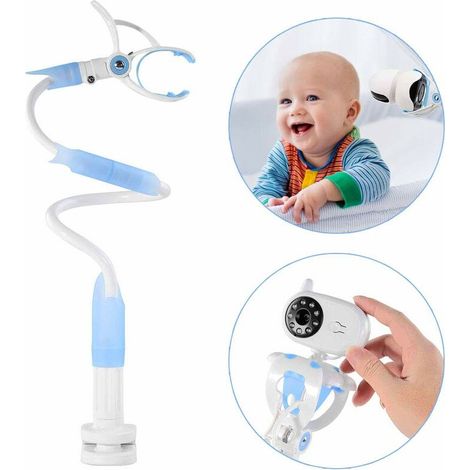 Baby Camera Bracket, Baby Monitor Bracket Universal Camera Bracket Adjustable Flexible Nursery Baby Monitor Bracket Camera Bracket Compatible with Most Baby Monitors (Blue) (1/4)