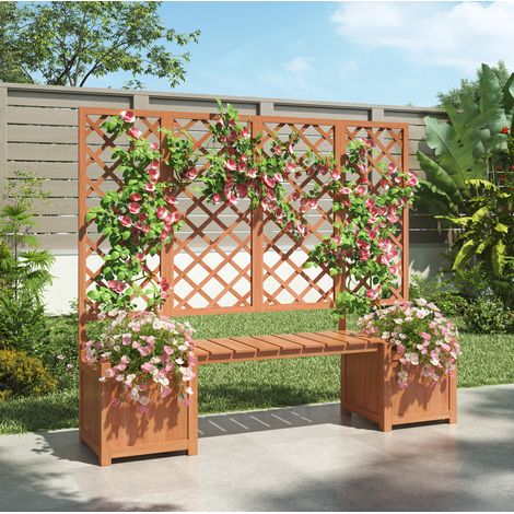 Gartenmöbel Pflanzkübel mit Spalier und Sitz Massivholz OKMYHOME (1/5)