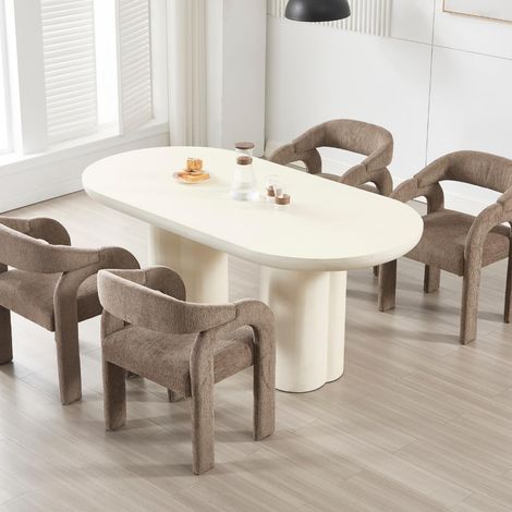 Wahson Sillas de Comedor Juego de 4 en Chenilla Sillón de ocio con Respaldo de Artístico para Cocina Salón Restaurante Cafetería, Marrón (1/5)