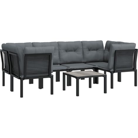 Mobili da giardino mobili da esterno set di mobili 7 pezzi in resina intrecciata nera e grigia 020017448