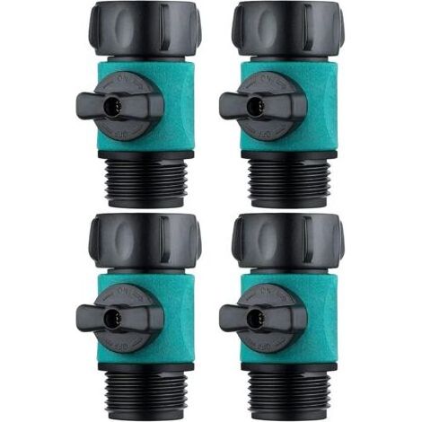 Raccord de tuyau d'eau à clapet anti-retour revêtu de caoutchouc Vanne de commande rapide marche/arrêt Vanne droite étanche pour pistolet d'arrosage de voiture/jardin (1/4)