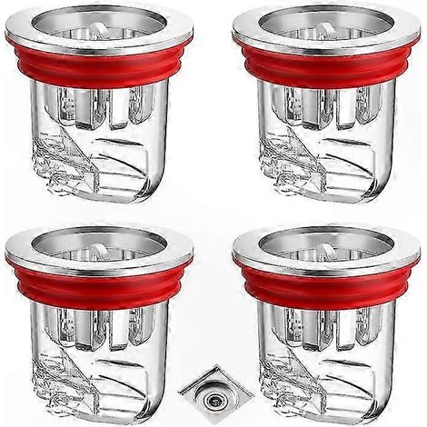 Transparenter, geruchsdichter Bodenstopfen für Waschmaschinen, Badezimmer und Küchen mit mehreren Abflusslöchern (1/5)
