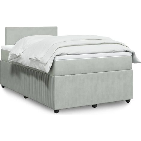 Sommier à lattes de lit et matelas Gris clair 120x200cm Velours (1/5)