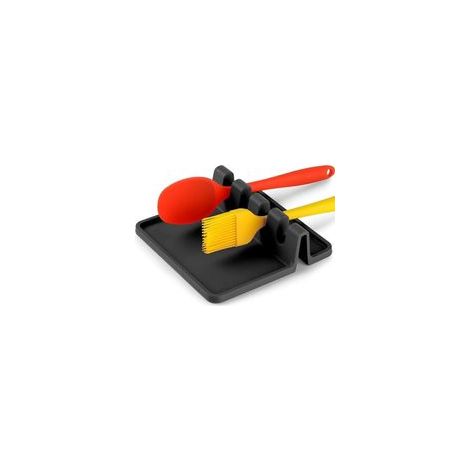 Repose-ustensiles en silicone, sans BPA, résistant à la chaleur, pour plaque de cuisson ou plan de travail (noir)