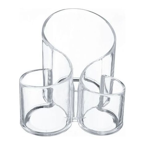 Organisateur de Maquillage /Cosmétique Pot de Rangement de Brosses Porte -stylo Pinceau 3 Compartiments Transparent (1/5)
