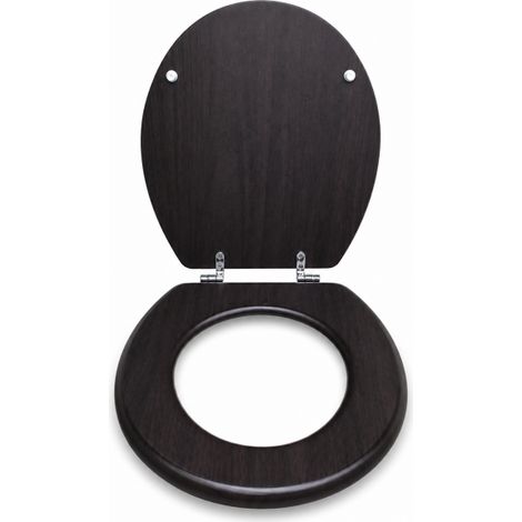 Sedile Copriwater Universale MDF Marrone Scuro Effetto Legno Wengé 94104