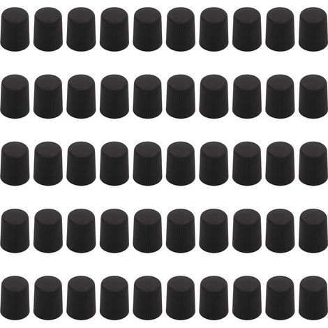50 pièces bouchons de valve de climatisation auto, capuchons d'injecteur de carburant, joints en plastique anti-poussière M8X1 noir (1/5)