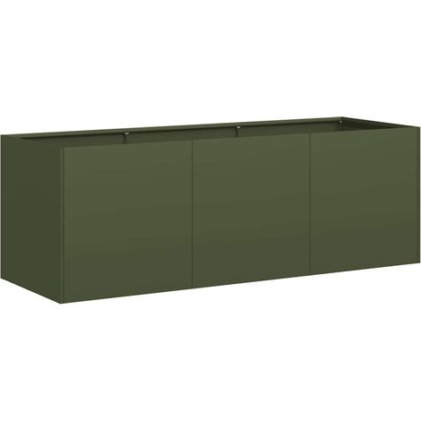 Fioriera Verde Oliva 120x40x40 cm in Acciaio Laminato a Freddo vidaXL