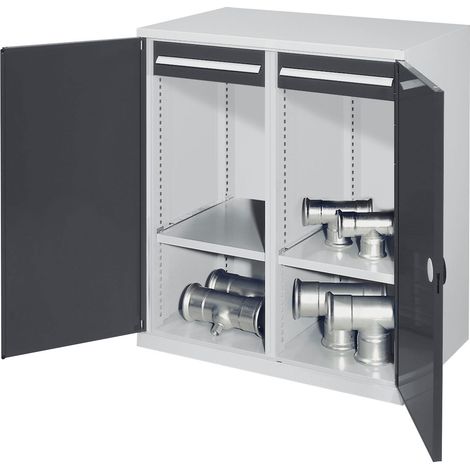 Kappes Schwerlast-Beistellschränke mit Mitteltrennwand 1110x1000x600mm Doppelwandtüren Modell 73 anthrazitgrau