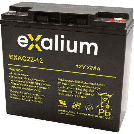 Batterie plomb cyclique 12V 22Ah EXAC22-12 Exalium