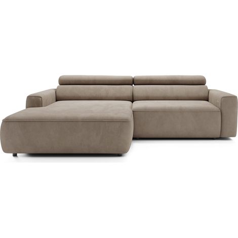 Selsey Fando - Ecksofa mit Schlaffunktion, L-Form, Velours Beige, 252 cm (1/5)