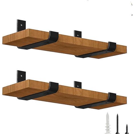 Supports d'étagère renforcés (115 x 200 cm) 20 cm pour étagères en L, noirs, fixation murale - AquaForge