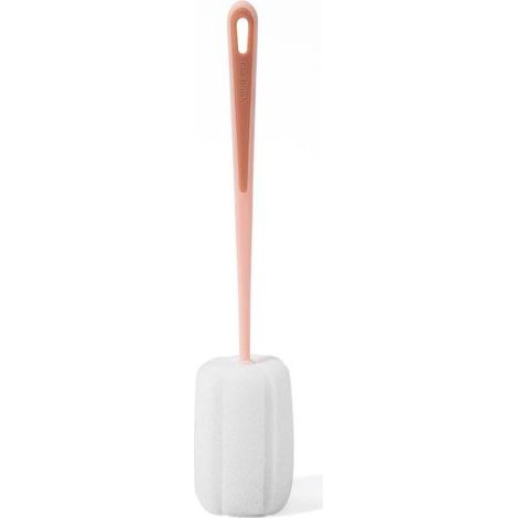 Brosse à bouteille longue portée 360°, nettoyage flexible et doux, trou de suspension élastique, rose. (1/5)