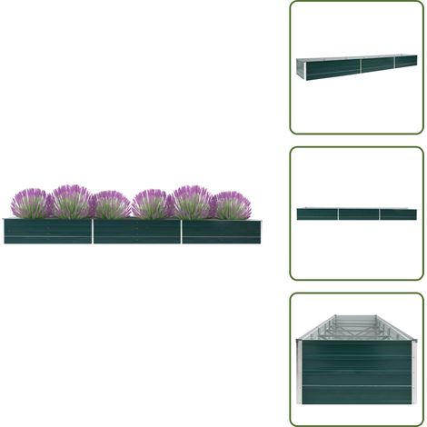 Garten-Hochbeet Verzinkter Stahl 480x80x45 cm Grün - Hochbeet - Gartenhochbeet - Stahlteich - Gemüsegarten - Blumengarten (1/5)