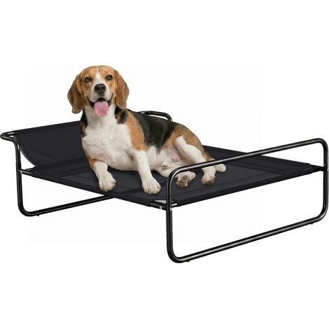 Coussin pour chien noir surélevé rafraîchissant et respirant en maille textilène avec appui-tête 91x69x29 cm, accessoire design sobre pour animal pratique et confortable (1/5)
