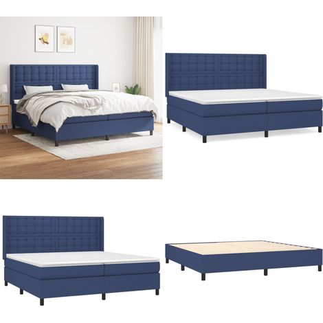 Boxspringbett mit Matratze Blau 200x200 cm Stoff - Boxspringbett - Doppelbett - Blau - Bettenrahmen - Lattenrost - Home & Living