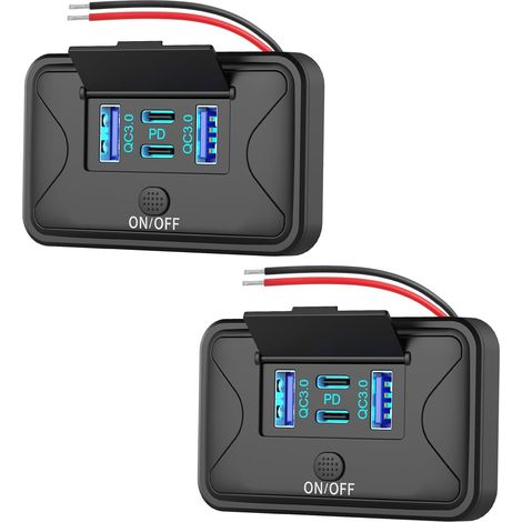 2 Paquets 78W 4 Port Prise USB 12V Support Mural, Double 36W PD (1/5)