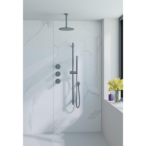 Fortifura Nebbio Ensemble de douche pluie - robinet encastré - élément encastré - barre de douche - flexible de douche en métal - douchette bâton -