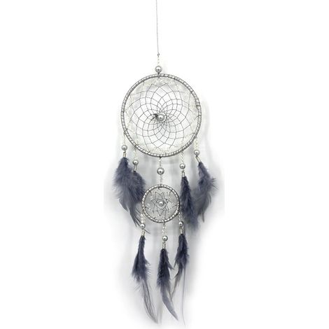 Attrape-rêves pour chambre - Kit mini attrape-rêves - Décoration murale bohème - Attrape-rêves fait main - Décoration artistique - Décoration pour mariage et fêtes (Gris)