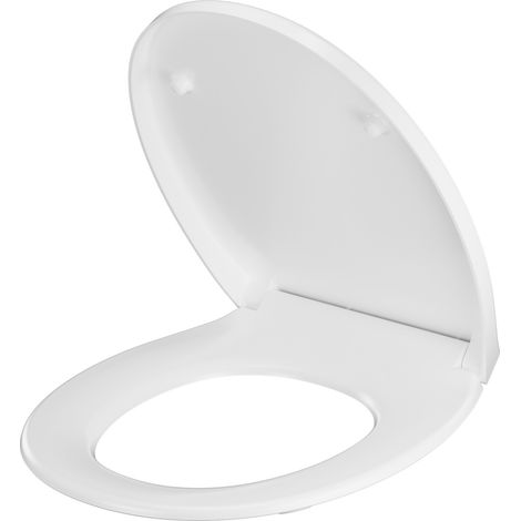 CECIPA Max WC-Sitz, Toilettendeckel mit Absenkautomatik und Quick-Release, Duroplast, Toilettensitz mit vollständiger Abdeckung, Oval, Weiß (1/5)