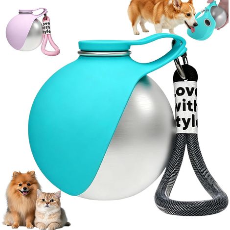 Gamelle Étanche avec Bol Pliable, Gourde Chien avec Bol en Pliable Silicone, Gourde Chien Promenade Gamelle, Gourde de Compacte (1/5)