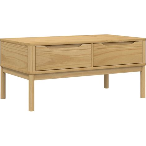 Mesa de centro con dos cajones diseño moderno y contemporáneo 99 x 55,5 x 45 cm madera maciza de pino DEC039136