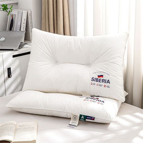 Oreiller de soutien cervical épais en coton crypté, garnissage moelleux, idéal pour un sommeil réparateur. Poids léger : 800 g.-AquaForge (1/5)