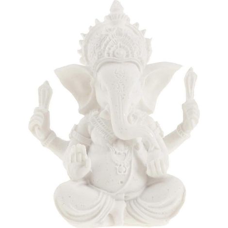 Statue de Ganesha en pierre de grès hindoue représentant une main d'éléphant, dieu de la méditation-White - 10cm