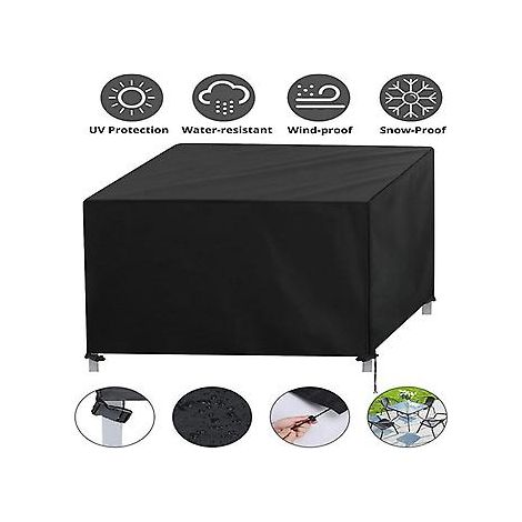 Schutzhülle für den Außenbereich – Gartenmöbelabdeckung – Wasserdichte Abdeckung – Schutzhülle – Tischabdeckung – 80 x 80 x 80 cm – 420D Oxford-Gewebe – Schwarz (1/5)