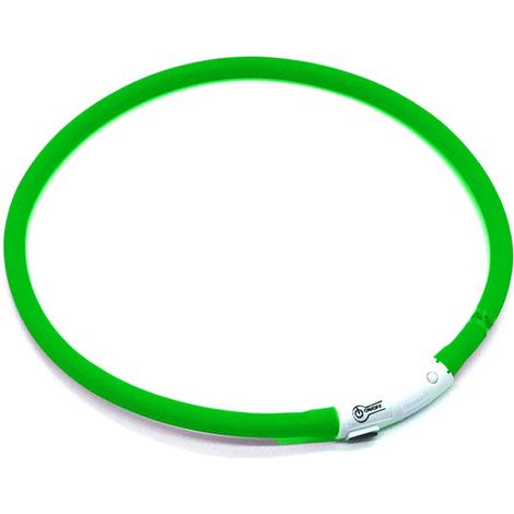 Collier LED pour chiens et chats, rechargeable par USB - Collier de sécurité ajustable - 3 modes d'éclairage, 12 lumières - Vert (1/5)