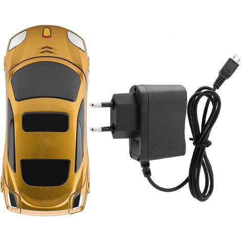 Téléphone portable Ferrari à clapet pour voiture, clavier rétro, chargeur EU 100V-240V (Doré) (1/5)