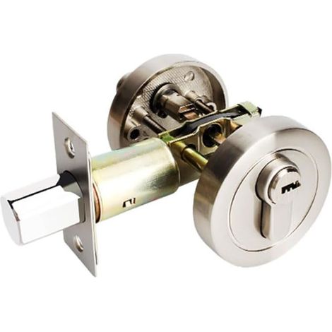 Single cylinder lock with key, modern door locks, handleless door lock, zinc alloy, silver (1/5)