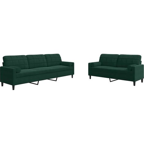 Maison Exclusive - Set di Divani 2 pz con Cuscini e Rinforzi Verde scuro Velluto
