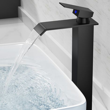 Robinet Salle de Bain,Mitigeur Lavabo Cascade en Acier Inoxydable,Mitigeur en Laiton,Eau Chaude et Froide Disponible,Economiseur d'eau, chromé (Comprend un tuyau de 60 cm) (1/5)