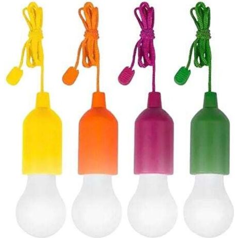 4 lampes COULEURS PULL AND LIGHT HANDYLUX Lampe LED pendante Piles Interrupteur à câble (1/4)