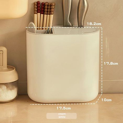 Porte couteaux et baguettes blanc crème, mural sans percer, égouttoir ovale cuisine (1/5)