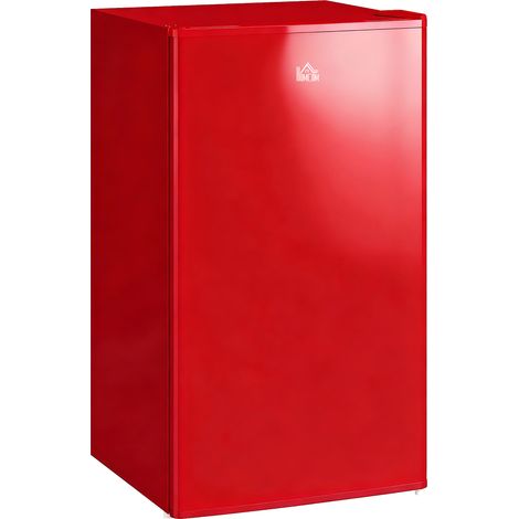Petit frigo rouge 91L, porte unique, mini chambre, classe E, 0-10°C, autoportant (1/5)