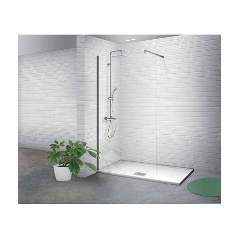 Odyssea – Paroi de douche fixe 120 x 200 cm – Verre trempé 8 mm anticalcaire – Profilé aluminium finition mate – Installation libre à l'italienne (1/4)
