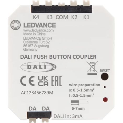 PUSHBUTTON Coupler DALI-2 16V 0.20W Bianco Ledvance PUSHBUTCOUPDA2