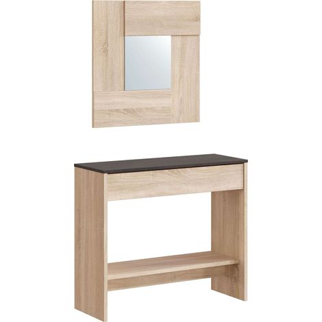 Console d'entrée avec miroir – Longueur 92 cm – Largeur 33 cm – Hauteur 79 cm – Panneaux de particules mélaminés – Venditadimobilionline (1/5)