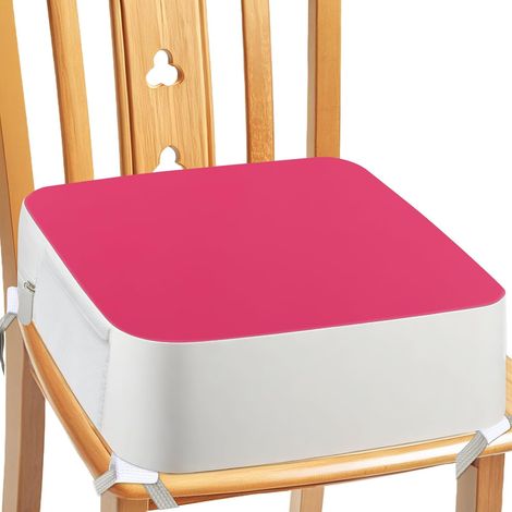 Rehausseur de chaise pour enfant - Ancrage 4 points - 9,6 cm - Surélévation pour tout-petits à la table à manger avec poches latérales - Coussin d'assise antidérapant et portable - Pour enfants - Rose (1/5)