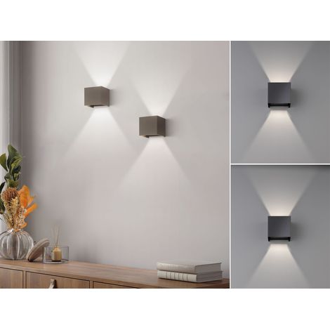 2er SET LED Updown Wandlampen Schwarz für Innen & Außen, Quadrat 10cm (1/5)